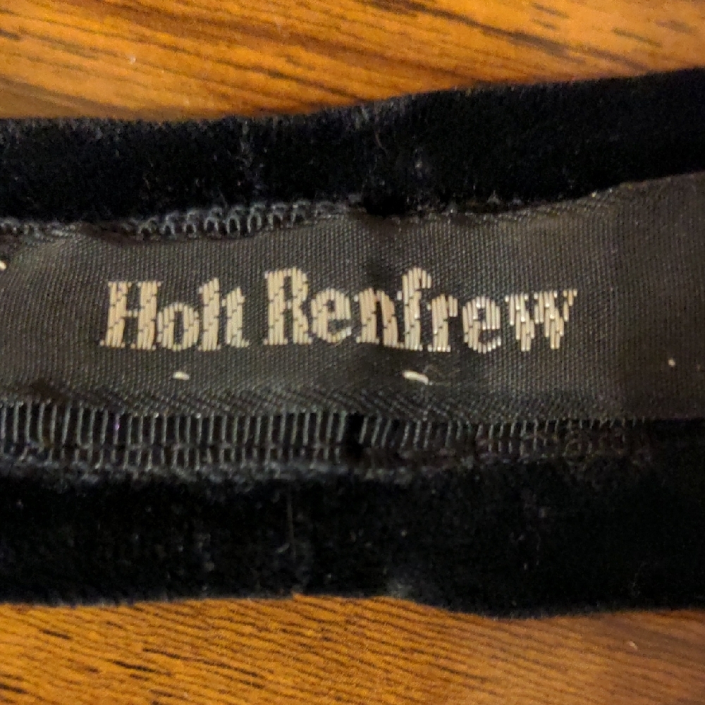 Vintage Holt Renfrew Black Velvet Headband with Rhinestone Accent Trim Detailing - Picture 3 of 10